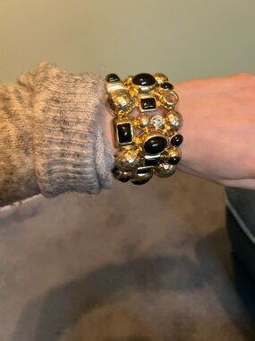 mark. Gold-Tone Bracelet with Black Cabochons